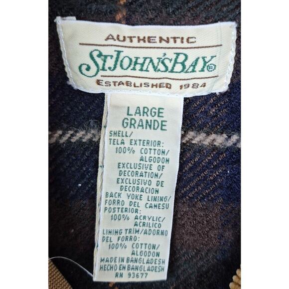 VTG 80s St Johns Bay Cotton Barn Coat  Partial Lining Corduroy Collar WOmens L - Picture 4 of 4